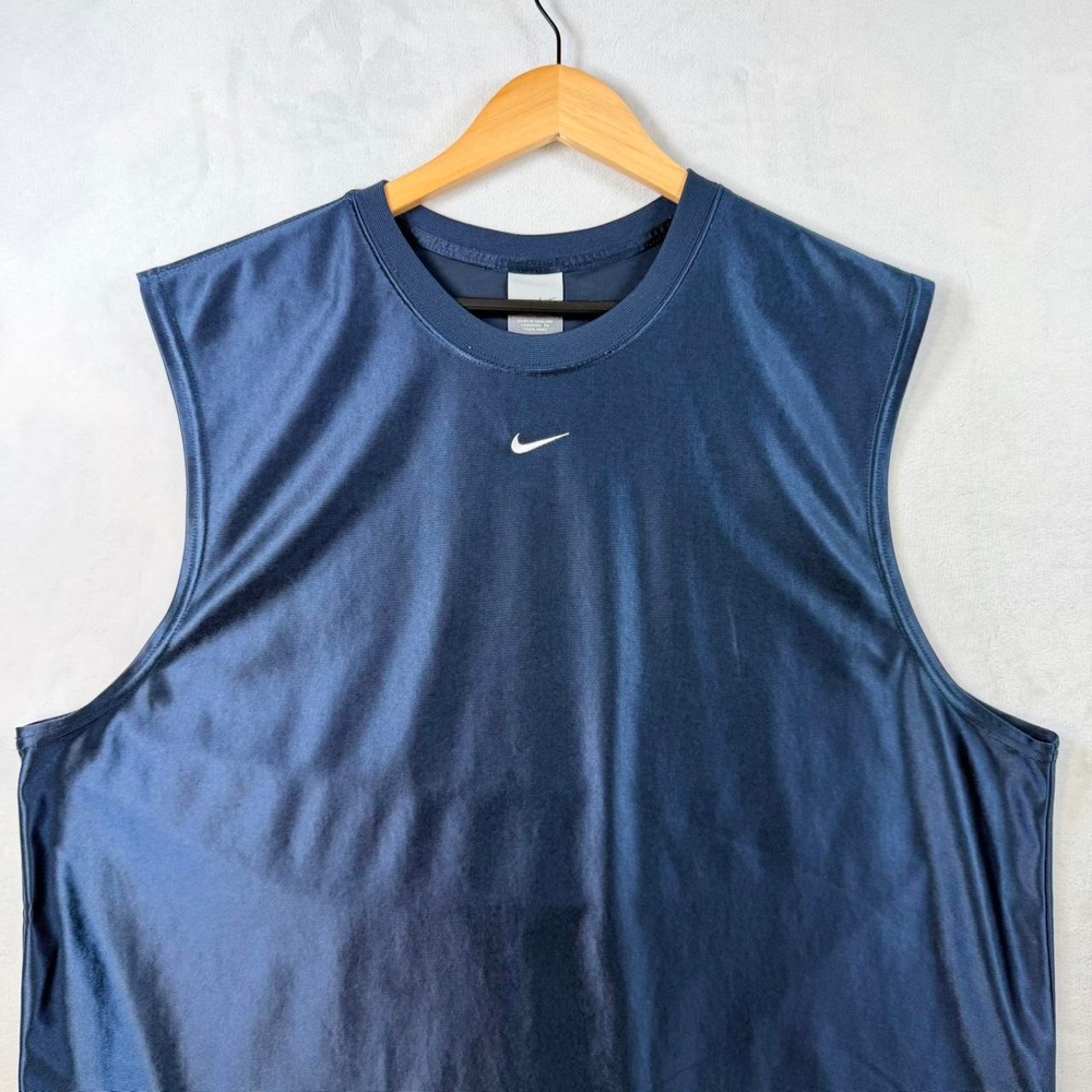 Vintage Y2K Nike Tank Top Jersey Mens Size XL Navy Blue Dazzle Center Swoosh